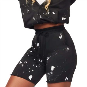 ชุดเสื้อฮู้ดและกางเกงขาสั้นแฟชั่นสำหรับผู้หญิงเหมาะสำหรับชุดลำลองและกิจกรรมกลางแจ้ง - Product Image 4