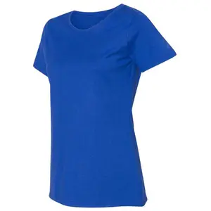 اللون الأزرق عالية الجودة الأساسية مخصص شعار التي شيرت تي شيرتات قصيرة الاكمام الرياضية اللياقة البدنية تشغيل فضفاض تنفس T قميص للمرأة