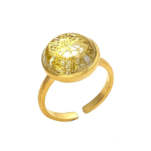 แหวนเงินแท้สำหรับผู้หญิงแบบปรับได้925สำหรับงานแต่งงานแหวนเงินแท้สีทองรูไทล์ฝังหนามเตย - Product Image 2