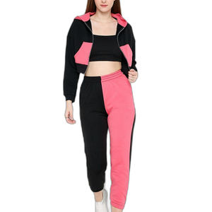 Ropa deportiva, chándal femenino, ropa deportiva, chándales de 2 piezas para mujer, Top elegante con cremallera frontal corto, chándales para mujer, chaquetas - Product Image 5
