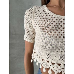 Blusa de punto con borlas sin rematar al por mayor para mujer Topshow - Product Image 2
