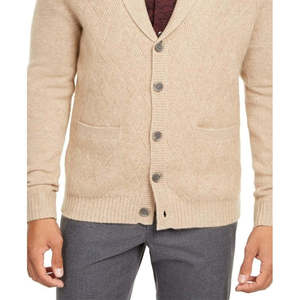 Cardigan da Uomo Tasso Elba 100% Cotone Taglia Grande con Motivo Floreale Chiusura a Cerniera e Bottoni in Cashmere Marrone - Product Image 3