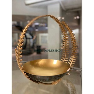 Silver Metallic Stainless Steel Fruit Serving Bowl With Gold Color Plated Holder Luxury Dining Table Decorative Bowls for Party - Product Image 3