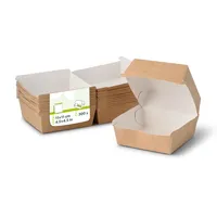 Scatole quadrate per hamburger in carta kraft-bianca da 11,5x10,5x8 cm, confezioni singole per hamburger e sandwich - 300 pezzi/cartone