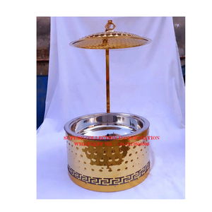 จานอุ่นอาหารทรงสี่เหลี่ยมสีทองพร้อมขาตั้งเครื่องอุ่นอาหารทำจากสเตนเลสสตีลสำหรับบุฟเฟ่ต์และงานจัดเลี้ยงในโรงแรม - Product Image 5