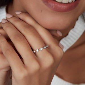 <span class=keywords><strong>Anello</strong></span> Classico da Donna con Diamante Creato in Laboratorio 0,50 <span class=keywords><strong>Carati</strong></span> Taglio Brillante Purezza VS1 Colore F in Oro Bianco 14k Stile Bezel - Product Image 4