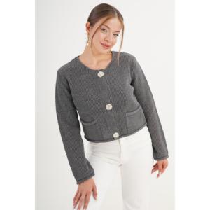 Cárdigan Antracita para Mujer con Botones Adornados, Accesorio de Moda al por Mayor - Product Image 6