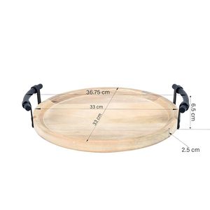 Bandeja de servicio de madera de diseñador de fabricante confiable con mango de metal pieza hecha a mano duradera única artística - Product Image 5