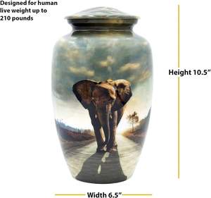 Urna de cremación de elefante con bolsas de terciopelo y grabado personalizado (Grande) - Product Image 5
