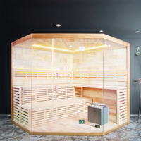 Kotak Modern tradisional Finlandia Sauna cemara populer Sauna tradisional 8 orang dengan garam Himalaya batu Budaya