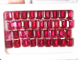 Lab Ruby Octagon Gemstone 11X9mm 12X10mm 14X10mm Piedra preciosa suelta para la fabricación de joyas Lab Created Lab Ruby Deep Red - Product Image 2