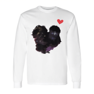 T-shirt a maniche lunghe Silkie Chicken Love, bianca, vestibilità unisex per adulti - Product Image 2