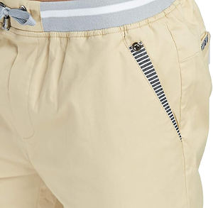 Short de plage d'été décontracté pour homme coupe classique taille élastique cordon de serrage avec poches short de jogging en coton de couleur unie - Product Image 2