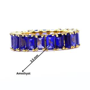 Bague pleine bande réglable en argent sterling 925 plaqué or attrayant améthyste pierre précieuse Style classique fête de mariage bijoux fins - Product Image 2