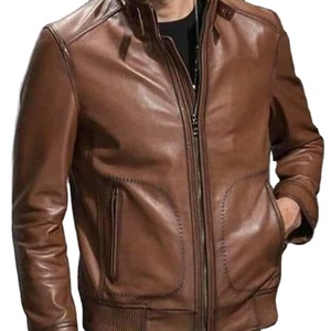 OEM Custom High Street Vintage Wool Genuine Leather Men's <b>Racer</b> <b>Jacket</b> Cool Design Waterproof Windproof Zip Closure for Winter - Product Image 1