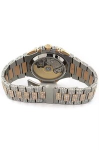 Reloj de Lujo de Acero Inoxidable Dorado con Esfera Azul de la Mejor Calidad, Reloj con Diamantes Moissanite Incrustados, Disponible al Mejor Precio - Product Image 5