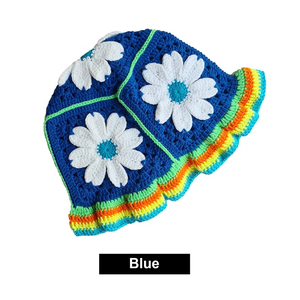 Sombrero de Pescador Verde Tejido con Flores de Margarita para Adultos, Accesorio Casual de Ganchillo para Mujer, Ideal para Viajes, Ciclismo, Festivales y Playa - Product Image 2