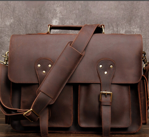 Full Grain <b>Leather</b> Messenger Bag <b>Leather</b> <b>Briefcase</b> 15.6 Inch Distressed <b>Leather</b> Laptop Bag Gifts for Him <b>Leather</b> <b>Briefcase</b> Man - Product Image 1