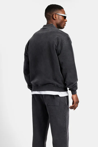 เสื้อแจ็กเก็ตผ้าใบสำหรับผู้ชายผ้าซักแบบความเป็นกรดขนาดพอดีตัวใน2025ของผู้ชายเสื้อแจ็กเก็ตผ้าแคนวาสแบบมีซิปรูดซิปรูดซิปขึ้นด้วยเทาเข้มวินเทจแจ็กเก็ตโลโก้ที่กำหนดเอง - Product Image 3