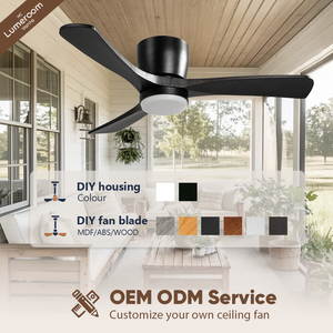 42 Inch Solid Wood Ceiling <b>Fan</b> <b>with</b> Light and <b>Remote</b>, Flush Mount Low Profile Quiet DC Motor Ceiling <b>Fan</b> - Product Image 5