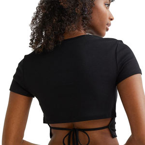 Camisetas cortas con diseño personalizado de alta calidad para mujer, Crop Tops femeninos en blanco y negro, a la venta en tarifas baratas - Product Image 2