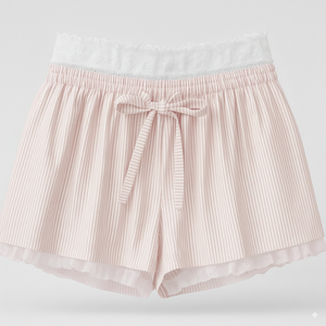 Shorts décontractés en maille côtelée à taille haute pour femmes, avec bordure en dentelle, élastiques, doux, extensibles, à séchage rapide, respirants, pour se détendre ou dormir - Product Image 2
