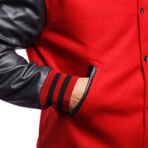 Venta al por mayor chaqueta universitaria de lana con logotipo personalizado para hombre tipo cierre bolsillos con botones chaqueta Bomber de béisbol universitaria para hombre - Product Image 6