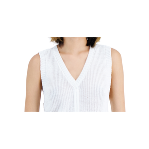 Gilet in maglia con scollo a V e arricciature sul davanti di Sugar Moon Junior, colore bianco, taglia XS - Product Image 2