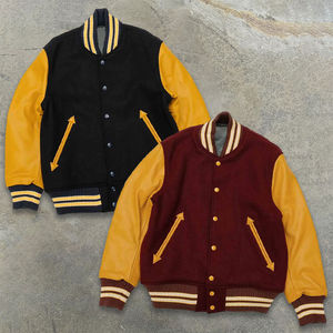 Vestes de baseball personnalisées en gros, veste d'hiver en laine, manches en cuir, bomber varsity pour homme - Product Image 1