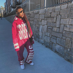 Ensemble survêtement pour femme, sweat-shirt oversize et pantalon ample, écologique, streetwear d'hiver, broderie personnalisée avec patchs délavés, effet délavé à l'acide - Product Image 5