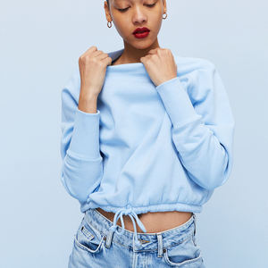 Custom High Quality <b>Sweatshirt</b> <b>Women</b> Girls Casual <b>Long</b> Sleeve Short <b>Sweatshirt</b> Top Blouse Sweats - Product Image 5