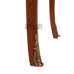 Mesa Auxiliar Cuadrada de Lujo con Incrustaciones Florales y Delicado Faldón de Latón Dorado para Decoración Clásica de Esquinas del Hogar - Product Image 6