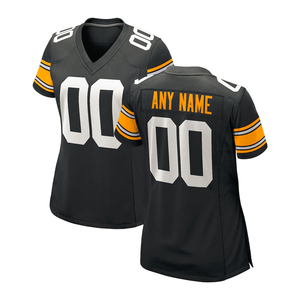 Maillot de football américain noir et blanc sur mesure, short 100% polyester, haute qualité, évacuation de l'humidité, protection UV, service OEM - Product Image 4