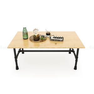 TEABAMBOO TB005 Coffee <b>Table</b> 60x100x40cm Durable Industrial Design with Pipe Legs for Home Living Room Furniture - Product Image 4