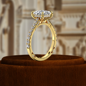 แหวนหมั้นเพชรเจียระไนทรงเจ้าหญิง 1 กะรัต ผลิตในห้องปฏิบัติการ ได้รับการรับรองจาก IGI ประดับด้วยเพชรแบบซ่อนในวงแหวน ฝังเพชรแบบครึ่งวง ตัวเรือนทองคำ 14k สีเหลือง แหวนแต่งงาน แหวนเจ้าสาว - Product Image 4