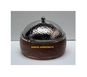 Juego de vajilla de madera de Acacia fina, cacerolas de servicio, calentador de alimentos de acero inoxidable, cazuela artesanal, juegos de utensilios de cocina KSA - Product Image 1