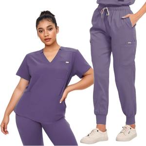 Tenues d'hôpital unisexes en tissu tissé de coton respirant avec option de logo personnalisé à détection d'aiguille, uniforme d'infirmière à manches courtes - Product Image 4