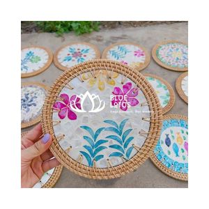 Producto Posavasos de ratán de alta calidad con incrustaciones de nácar hecho en Vietnam producto más vendido con nuevo producto caliente - Product Image 1