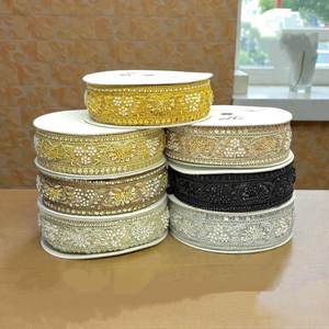 Premium Quality Embroidered Sequins Border Multi-Color Trim Saree <b>Dupatta</b> Suits Home Decor DIY Sewing Crafts Shoes Bags - Product Image 4