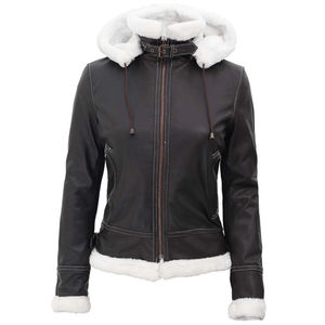 Nuevas chaquetas de piel de cuero personalizadas, abrigo de invierno con cuello de piel para mujer, chaqueta de piel de cuero Premium informal - Product Image 6