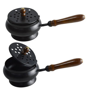 Brûleur d'encens portable noir avec poignée en bois, design ironique, meilleur design d'intérieur, porte-encens parfumé - Product Image 6