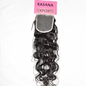 Extensions de cheveux humains vierges indiennes brutes non traitées de haute qualité 4*4 Closure Lace couleur naturelle noire pour femmes, vague profonde - Product Image 2