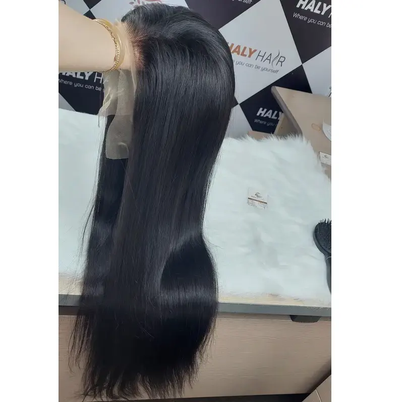 Vietnam Baku Rambut Wanita Hitam 100% Perawan Frontal Wig Harga Terbaik Penuh Warna 10-30 Inci Panjang Kualitas Tinggi