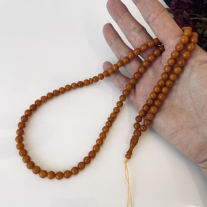Misbaha classique vintage en ambre de la Baltique, 99 perles, chapelet islamique orange vintage - Product Image 3