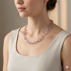 Collar de Cuentas Hechas a Mano Ajustables Clásicas, Chapadas en Oro y Rodio sobre Plata de Ley, con Ametrina, Regalo de Boda - Product Image 6