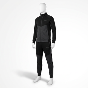 Ensemble de survêtement noir pour homme OWAIS, fermeture éclair intégrale, col montant, vêtements de sport décontractés avec poches latérales, coupe régulière, tenue d'automne - Product Image 1