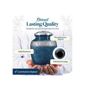 Urna artística de aluminio para mascotas con diseño personalizable para cenizas conmemorativas al por mayor precio barato tarro de cremación - Product Image 2