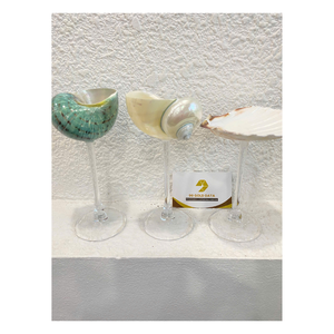Wedding Favors & Coastal Barware | Wholesale Conch Shell Goblets Martini <b>Glasses</b> | Handmade Polished Seashell Glassware Natural. - Product Image 3