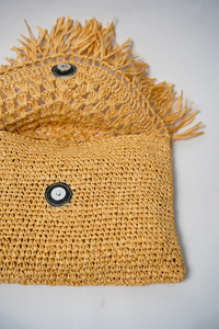 Bolso de mano de moda para mujer, de paja, con borlas y solapa, de fibra natural, ecológico, para playa y viajes, tendencia de verano - Product Image 2
