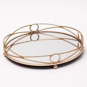 Atractivo centro de mesa de espejo y bandeja de metal para fiestas, bodas o elegantes expositores de mesa de comedor en casa - Product Image 6